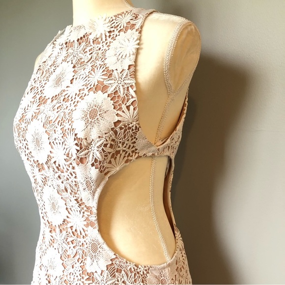 Bronx & Banco Daisy Midi Dress White Tan Size 10 NWT - Picture 9 of 16